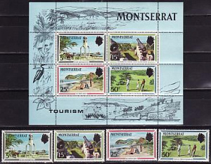 Монтсеррат, 1970, Туризм, 4 марки, блок